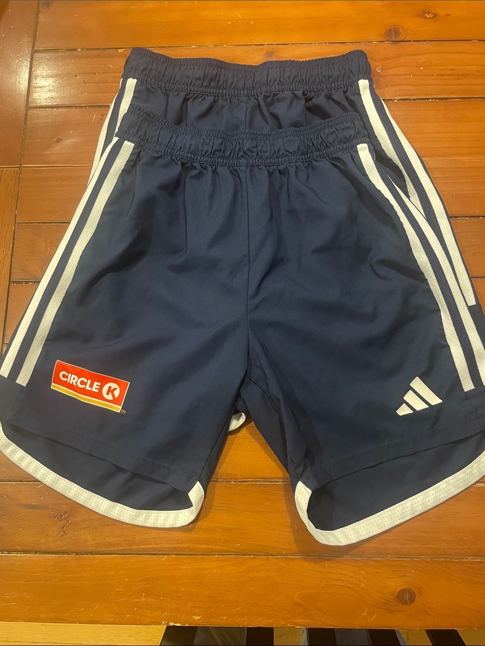 adidas Navy Athletic Shorts with White Stripes